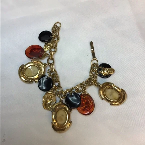 VINTAGE FLORENZA JAPANESE DEVIL NOH BRACELET SIGNED